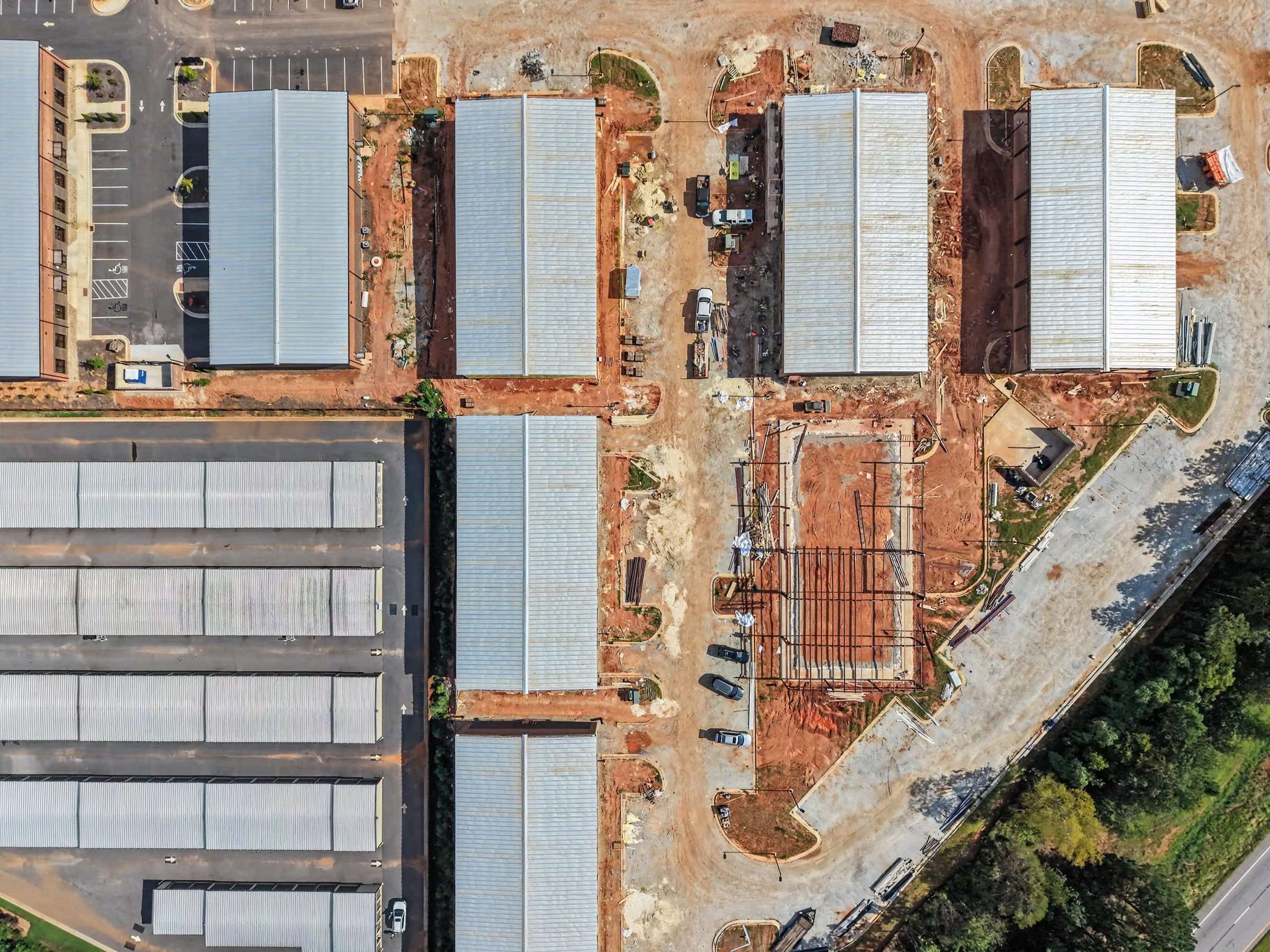 Overhead view of the Moreland Heights Business Park site layout in Watkinsville, Georgia
